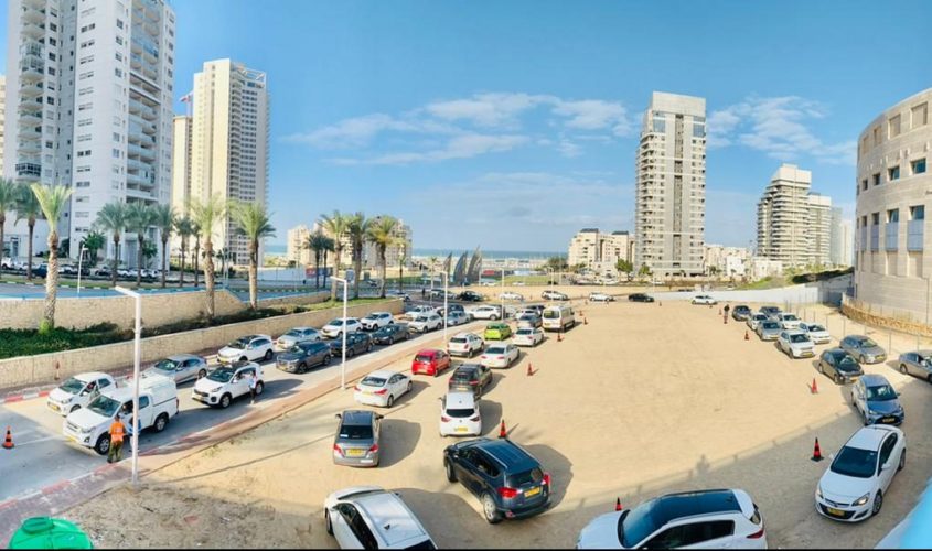 מתחם בדיקות הקורונה. צילום: עיריית אשדוד