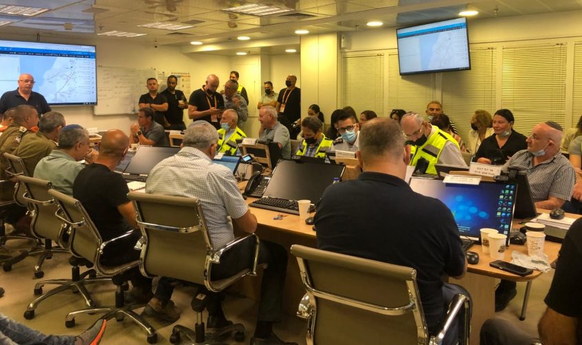 מטה החירום העירוני בזמן התרגיל. צילום: עיריית אשדוד