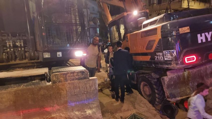 הפגנה בסמוך לאתר עבודות הרכבת הקלה בירושלים. צילום: דוברות המשטרה