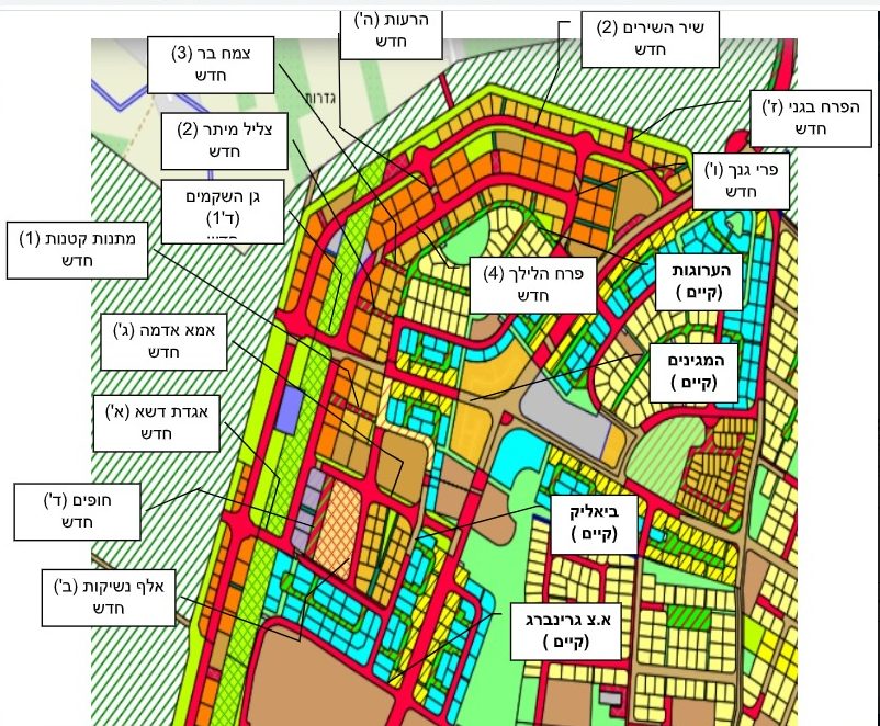 מפת הרחובות עם השמות החדשים