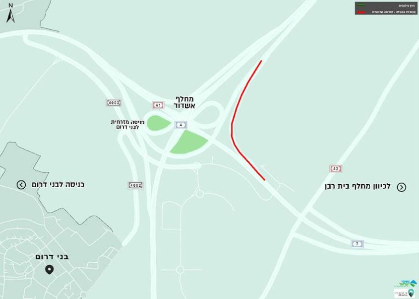 מפת החסימה בשל עבודות בכביש