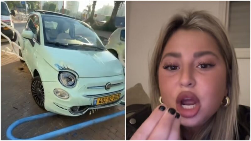 שלקה והמכונית שלה לאחר התאונה