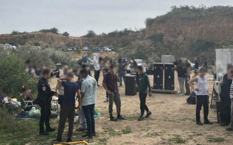 מסיבת טבע שפוזרה. צילום: דוברות המשטרה