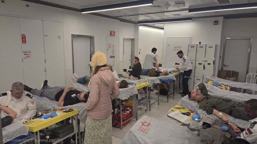 מתחם התרמת הדם במלחמה, באסותא אשדוד. צילום: דוברות אסותא אשדוד
