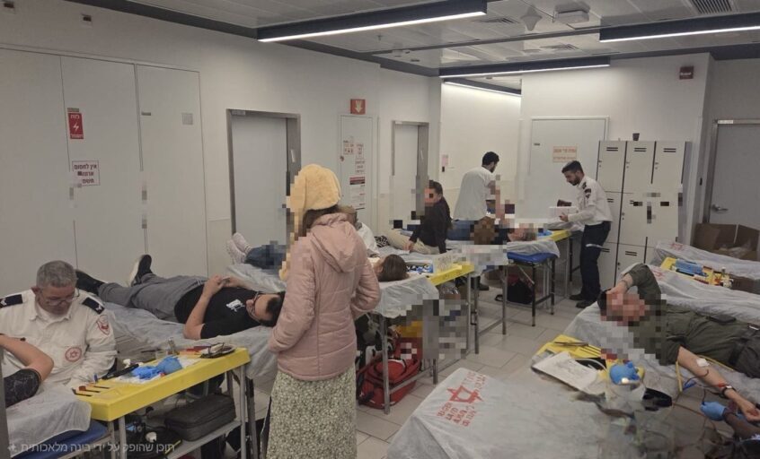 מתחם התרמת הדם במלחמה, באסותא אשדוד. צילום: דוברות אסותא אשדוד