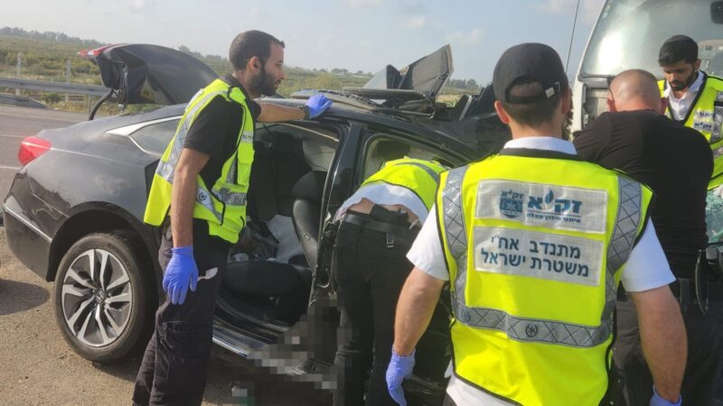 זירת התאונה בה נהרג ארי קוטיינר ז"ל. צילום: זק"א