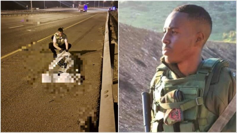 אדיסו וובה ז"ל וזירת התאונה בכביש 6. צילום: זק"א