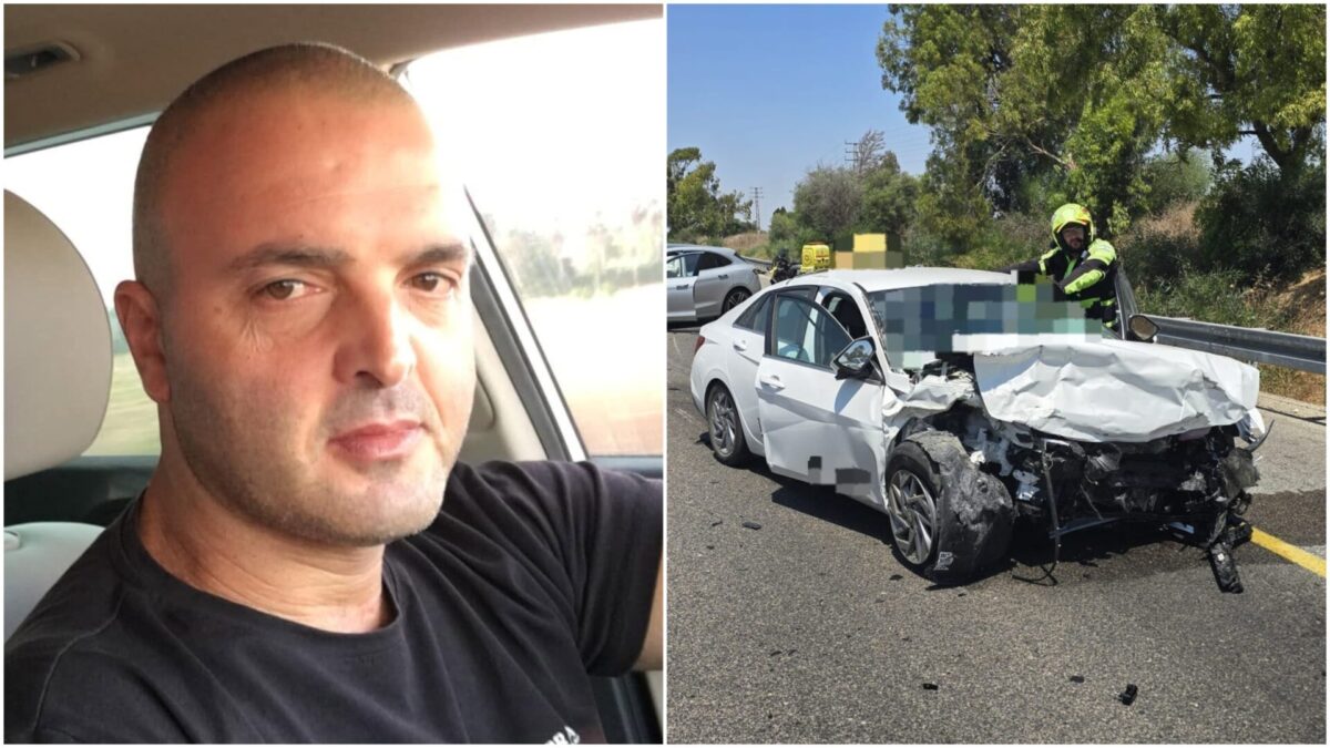 ערן עמר וזירת התאונה. צילום: מד"א