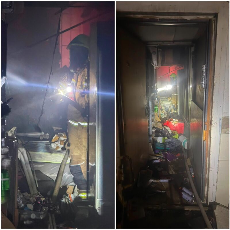 זירת השריפה ברחוב הפלמ"ח. צילום: כב"ה