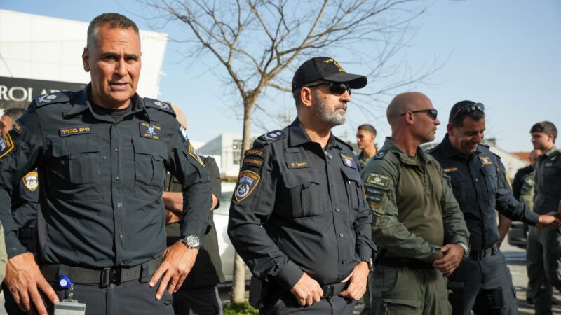 בכירי משטרת ישראל, הבוקר. צילום: דוברות המשטרה